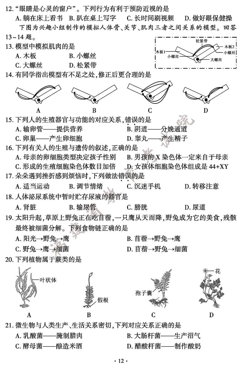 初中生物教师业务考试试题重点考什么？-图3
