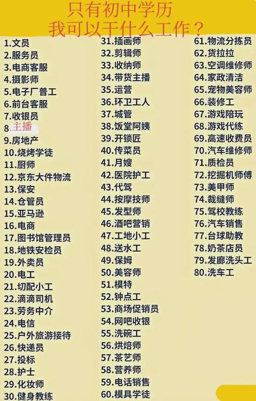初中毕业有哪些工作可选？-图1